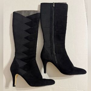 Adrienne Vittadini Black Suede Heeled Boots